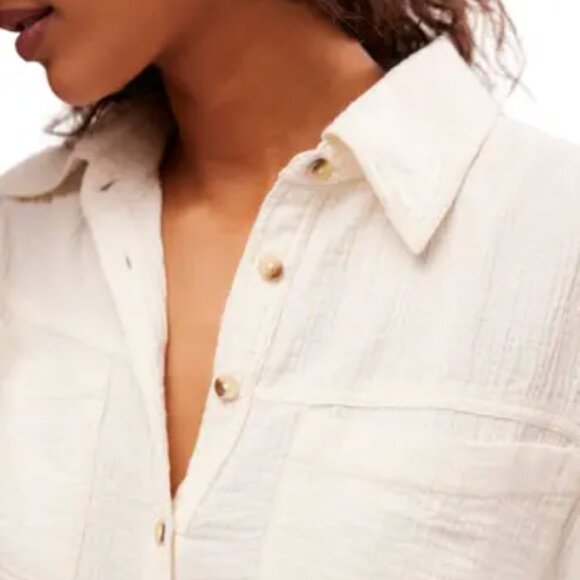 new Free People Cardiff 100% Cottone GAUZY! Button-Down Shirt Tunic 3S2 - Picture 11 of 11